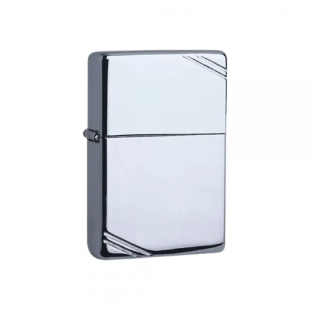 Brichetă Zippo Vintage Chrome crom lucios cu liniuțe pe colțuri